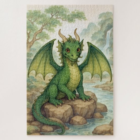美しい緑のドラゴン ジグソーパズル (縦)