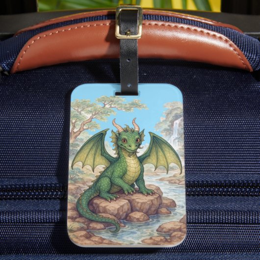 美しい緑のドラゴン ラゲッジタグ (正面インサイチュ2)