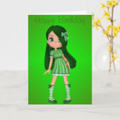 美しい緑のハッピーバースデーグリーティングカード カード (黄色い花)