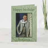 美しい緑のハッピーバースデー私の夫の写真 カード (正面)