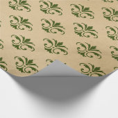 美しい緑のビンテージクリスマス ラッピングペーパー (角)