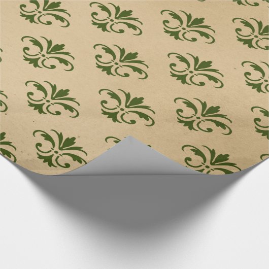 美しい緑のビンテージクリスマス ラッピングペーパー (角)