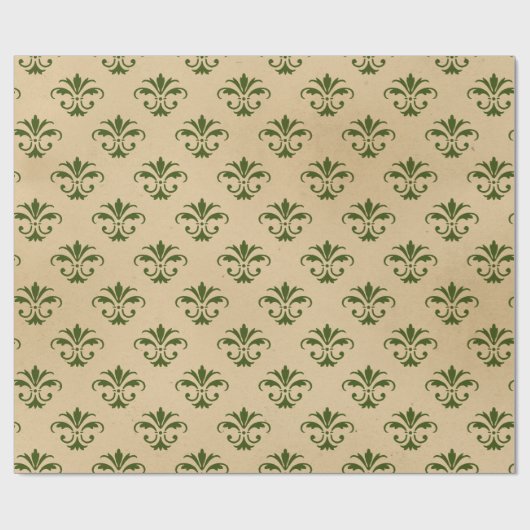 美しい緑のビンテージクリスマス ラッピングペーパー (フラット)