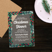 美しい緑のベリーフレームクリスマスディナー アクリル招待状