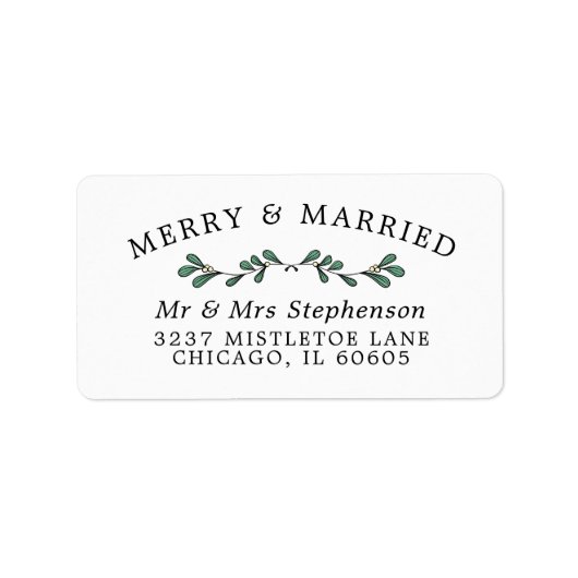 美しい緑のミストレメリーート結婚したクリスマス ラベル (正面)