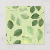 美しい緑のユーカリの葉の招待状 スクエア名刺 (裏面)