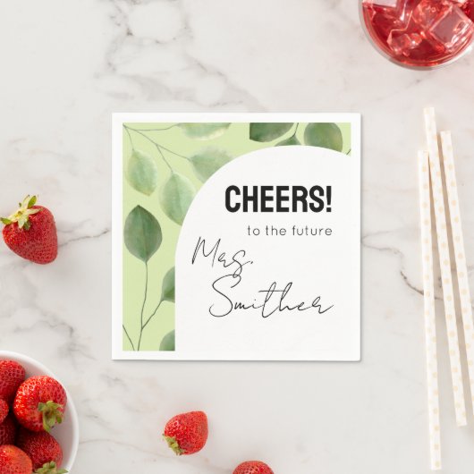 美しい緑のユーカリ離れの招待 スタンダードカクテルナプキン (インサイチュ)