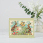 美しい緑のヴィンテージイースター卵 シーズンポストカード (スタンド正面)