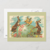 美しい緑のヴィンテージイースター卵 シーズンポストカード (正面/裏面)