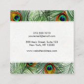 美しい緑の孔雀の羽 スクエア名刺 (裏面)