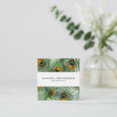 美しい緑の孔雀の羽 スクエア名刺 (スタンド正面)