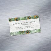 美しい緑の孔雀の羽 マグネット名刺 (インサイチュ)