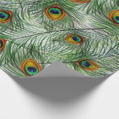 美しい緑の孔雀の羽 ラッピングペーパー (角)