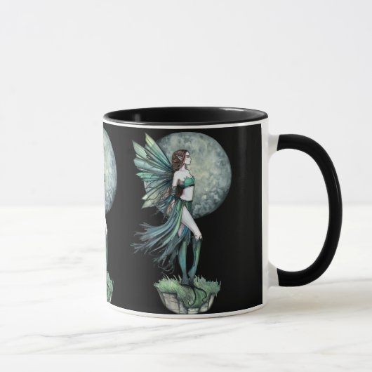 美しい緑の月の妖精 コーヒーマグ マグカップ (右)