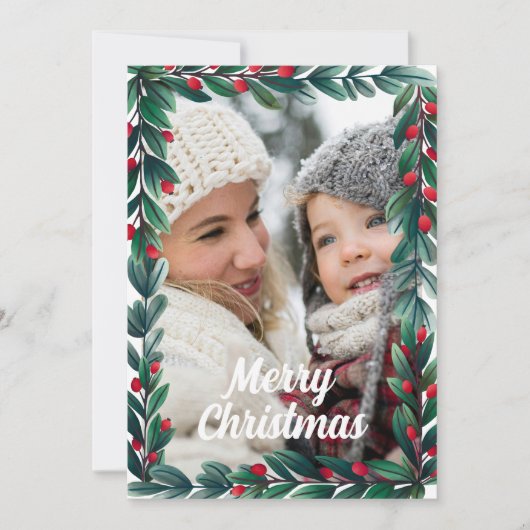 美しい緑の枠メリークリスマス2の写真 シーズンカード (正面)
