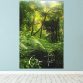 美しい緑の森のシダの花の風景写真 キャンバスプリント (インサイチュ (ウッドフロア))