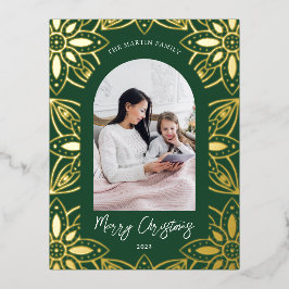 美しい緑の植物体のフレーム写真 箔シーズンポストカード