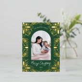 美しい緑の植物体のフレーム写真 箔シーズンポストカード (立ち正面)