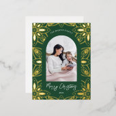 美しい緑の植物体のフレーム写真 箔シーズンポストカード (正面/裏面)