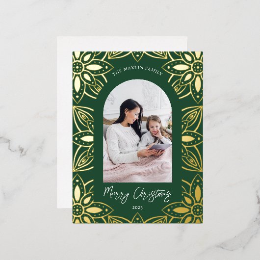 美しい緑の植物体のフレーム写真 箔シーズンポストカード (正面/裏面)