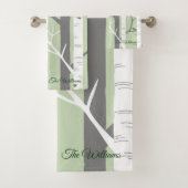 美しい緑の樺の木ツリー自然 バスタオルセット (インサイチュ)