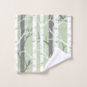 美しい緑の樺の木ツリー自然 バスタオルセット (ウォッシュタオル)
