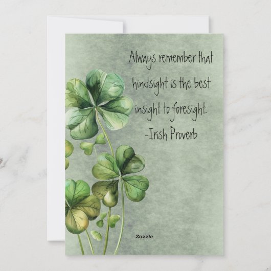 美しい緑の水彩画のシャムロック シーズンカード (裏面)