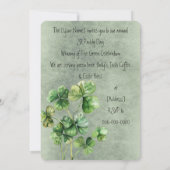 美しい緑の水彩画のシャムロック 招待状 (裏面)