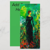 美しい緑の牧草地のしおり女性 メニュー (正面/裏面)