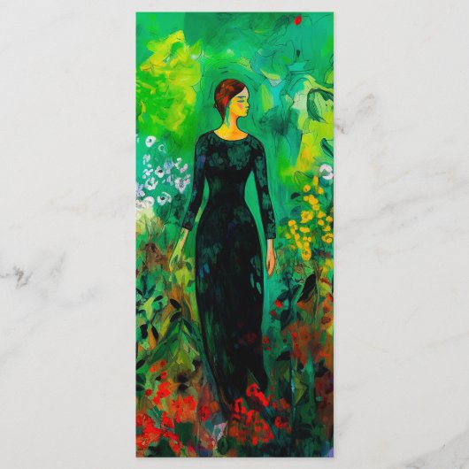 美しい緑の牧草地のしおり女性 メニュー (正面)