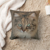 美しい緑の目の猫を持つ装飾用クッション クッション (ブランケット)