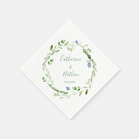 美しい緑の素朴結婚な紙のナプキン スタンダードカクテルナプキン (角)