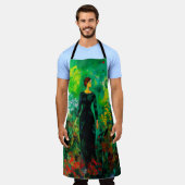 美しい緑の草原の女性 エプロン (着用した状態)