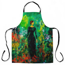 美しい緑の草原の女性