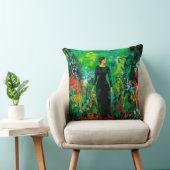 美しい緑の草原の女性 クッション (椅子)