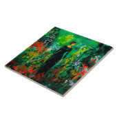 美しい緑の草原の女性 タイル (側面)