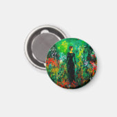 美しい緑の草原の女性 マグネット (正面/裏面)