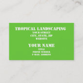 美しい緑の葉のマクロ造園ビジネス 名刺 (裏面)