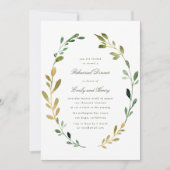 美しい緑の葉のリハーサルのディナーの招待 招待状 (正面)