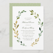 美しい緑の葉のリハーサルのディナーの招待 招待状 (正面/裏面)