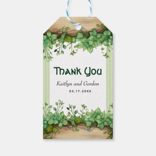 美しい緑ストライプの聖パトリックの日結婚の ギフトタグ (裏面)