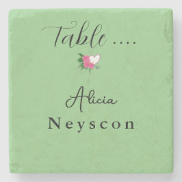 美しい緑結婚の花のハート ストーンコースター