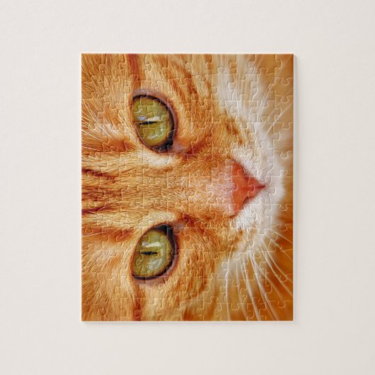 美しい緑色の目のオレンジトラネコ ジグソーパズル (縦)