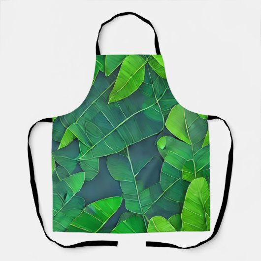 美しい緑葉の模様 エプロン (正面)