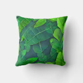 美しい緑葉の模様 クッション (裏面)