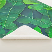 美しい緑葉の模様 シェルパブランケット (3/4)