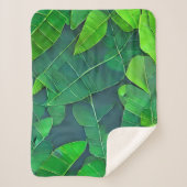 美しい緑葉の模様 シェルパブランケット (正面)