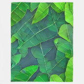 美しい緑葉の模様 フリースブランケット (正面)