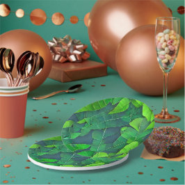 美しい緑葉の模様 ペーパープレート