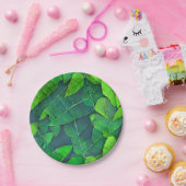 美しい緑葉の模様 ペーパープレート (パーティー)